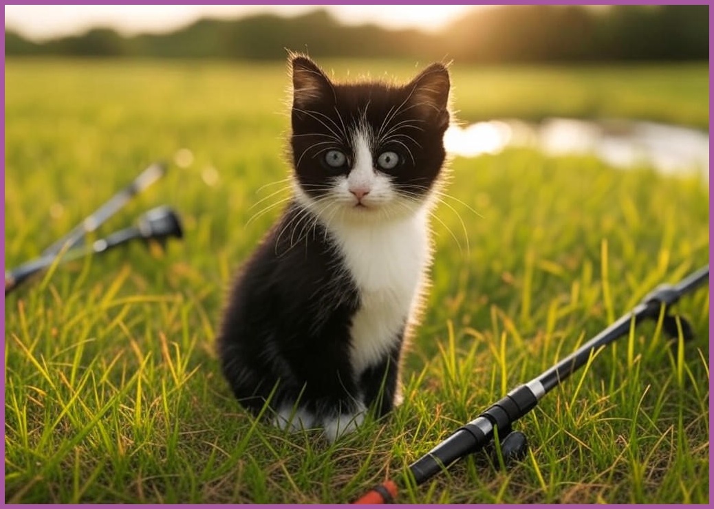 스마일플로우 진짜같은 새 고양이 최애 풀세트 튼튼 고정 낚시대 장난감, 1세트, 블랙화이트 새